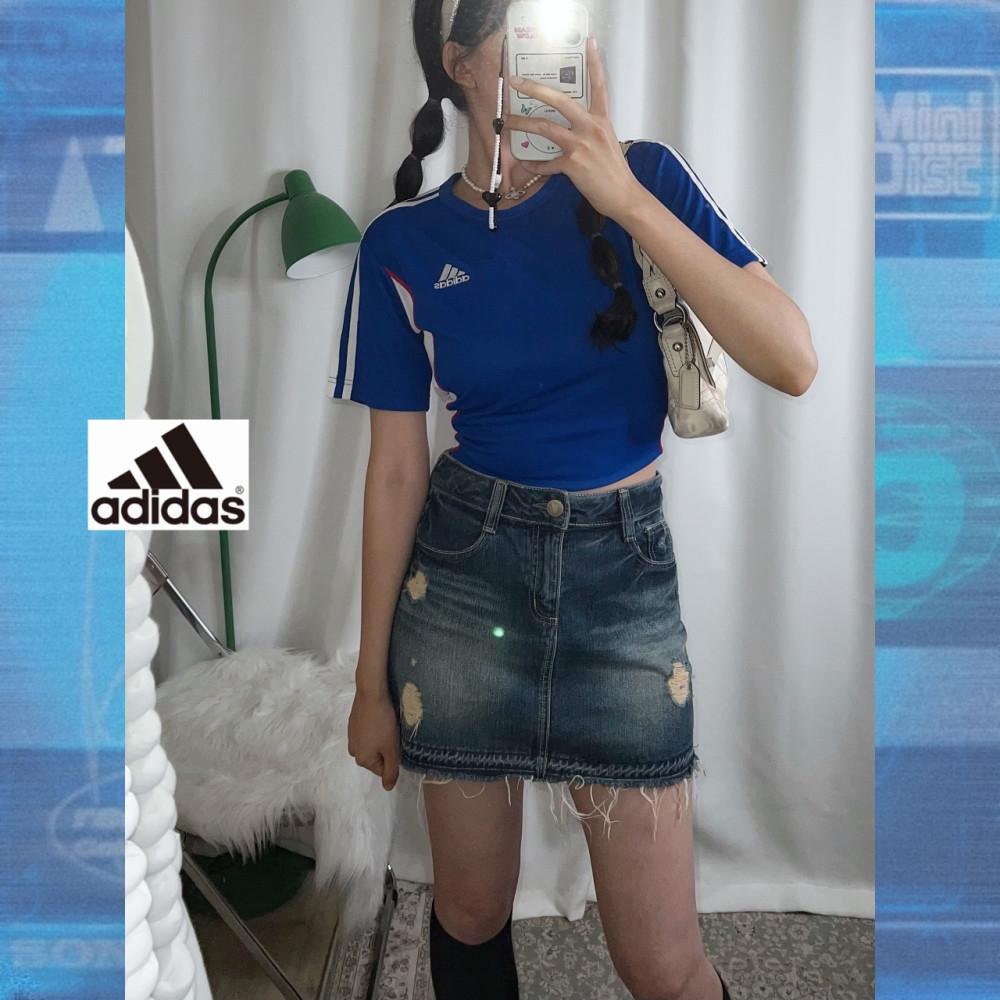 [중고] 아디다스 코발트 블루 반팔 티셔츠