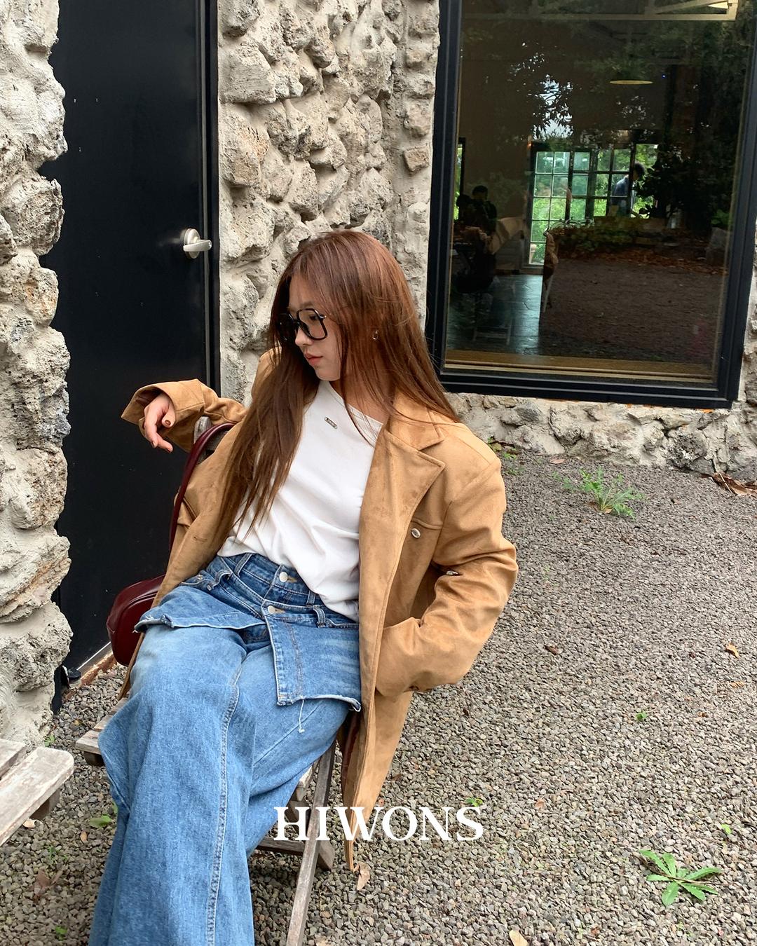 [HWS] 여성 스웨이드 루즈핏 패치 자켓