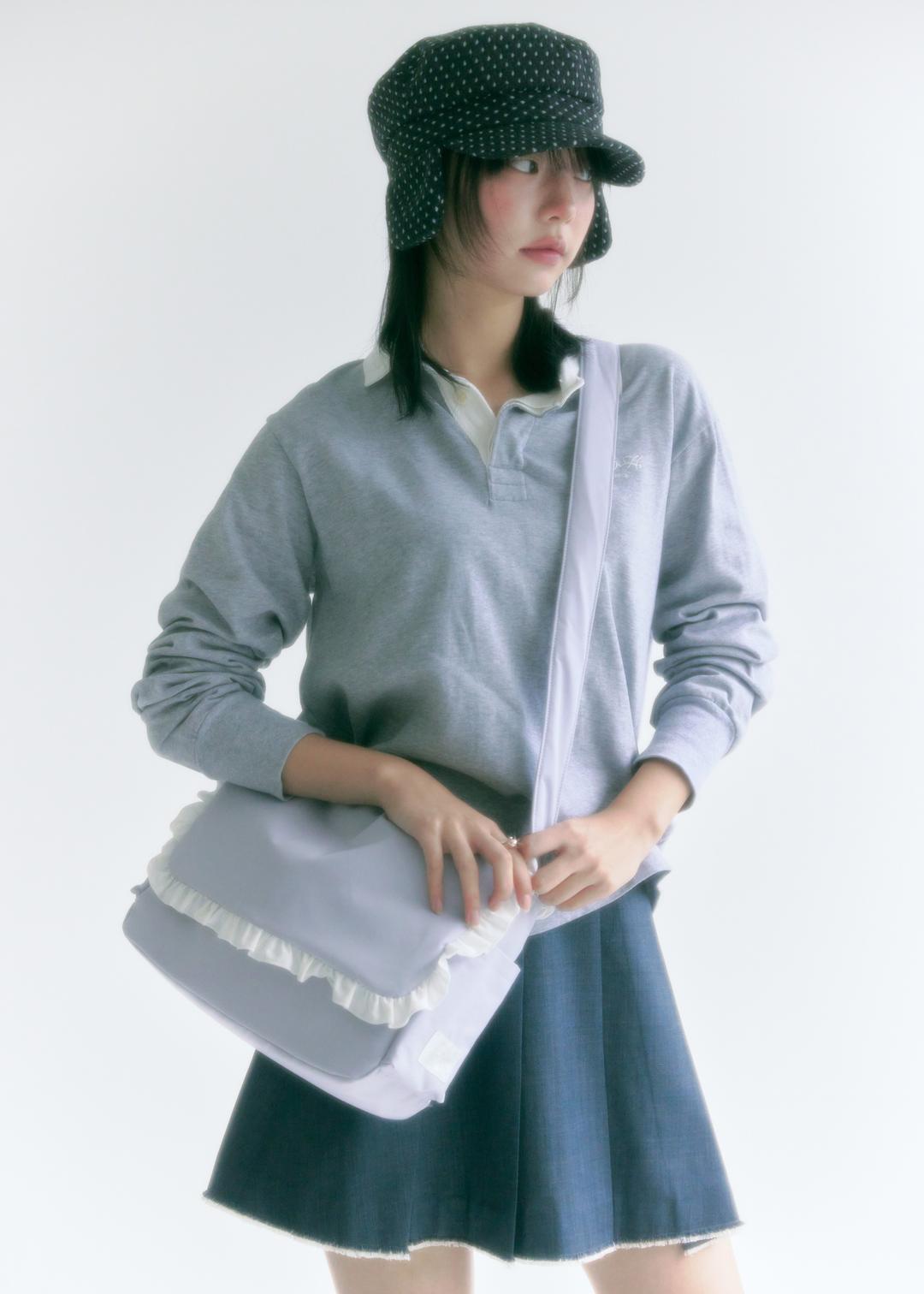 frill messenger bag (light grey)