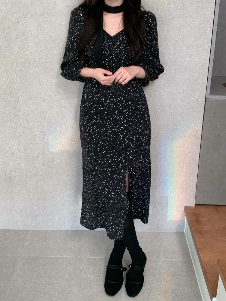 도트 슬릿 원피스 (2color)