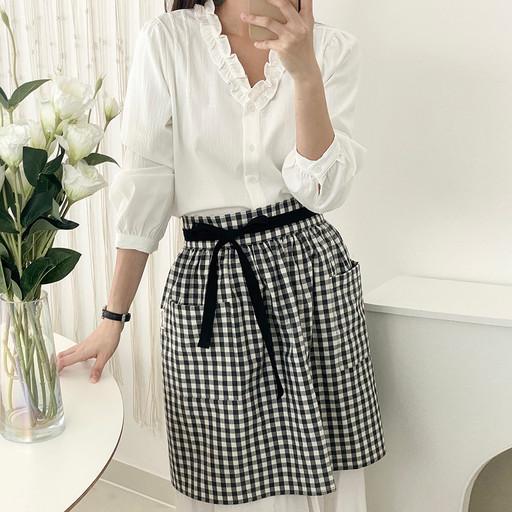 귀여운 체크 숏하프 허리앞치마 2col