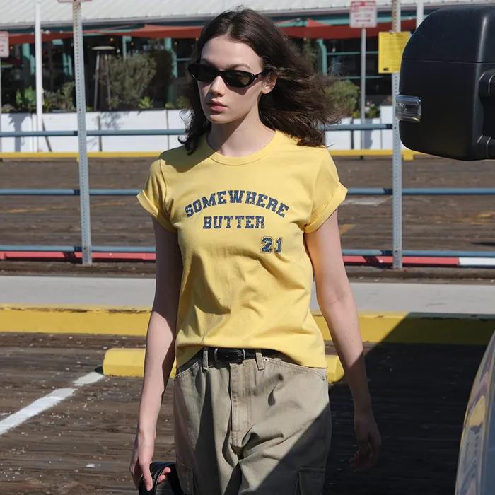 [14th] 21 Square Logo Top - Yellow