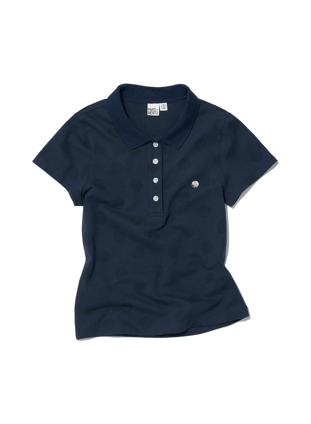[WOMEN] POLKA DOT ALL OVER PRINTED POLO TEE_NAVY