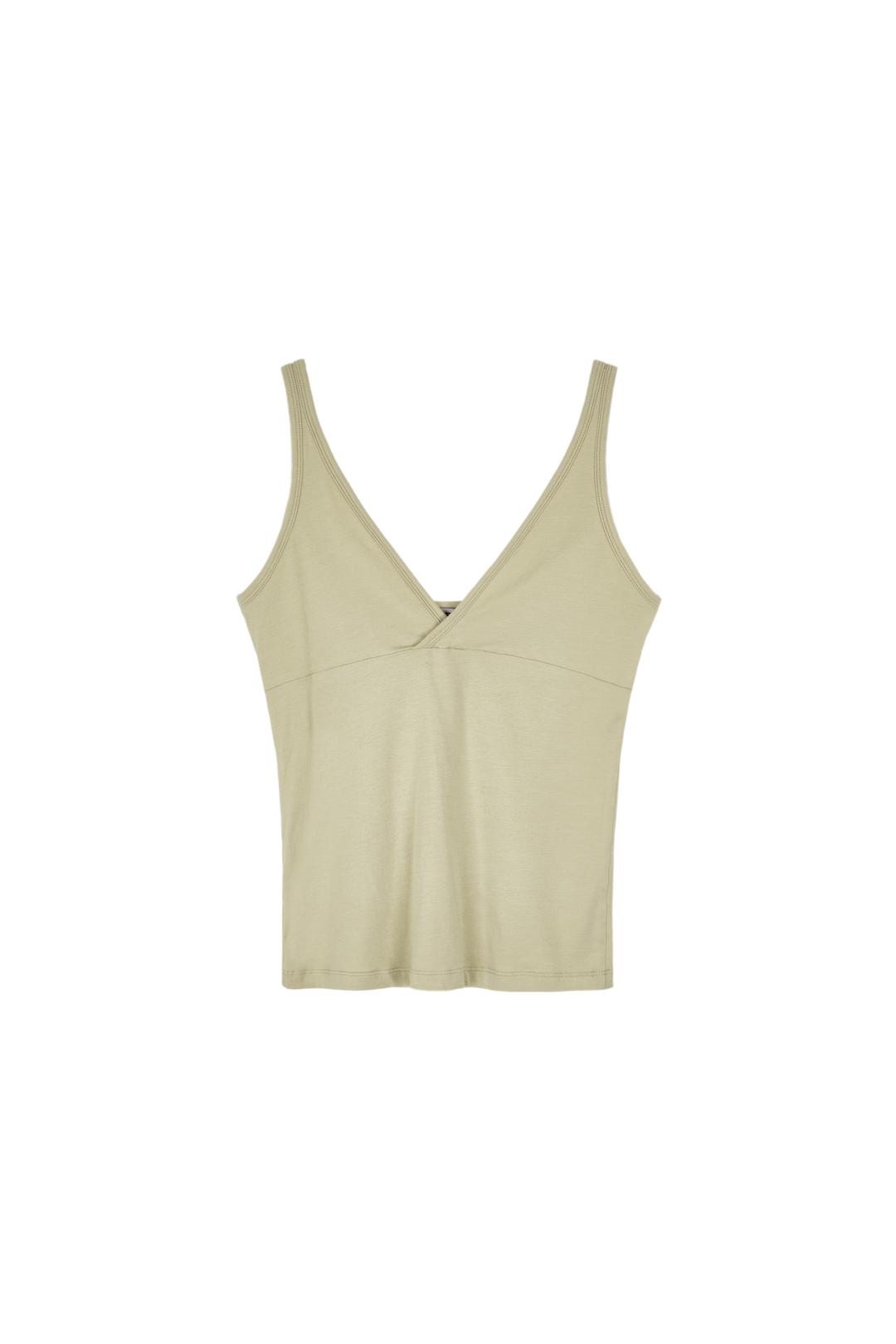 [예약배송 6/24] V NECK  SLEEVELESS T-SHIRTS (BEIGE)
