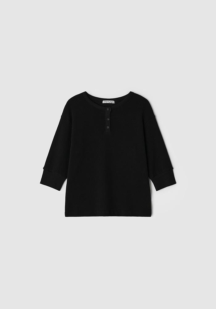 [1차 리오더] Henley neck waffle tee (Black)