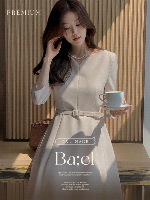 [Premium/Dali made/3사이즈][벨트set]바엘 하트넥 A라인 롱 원피스(하객룩)