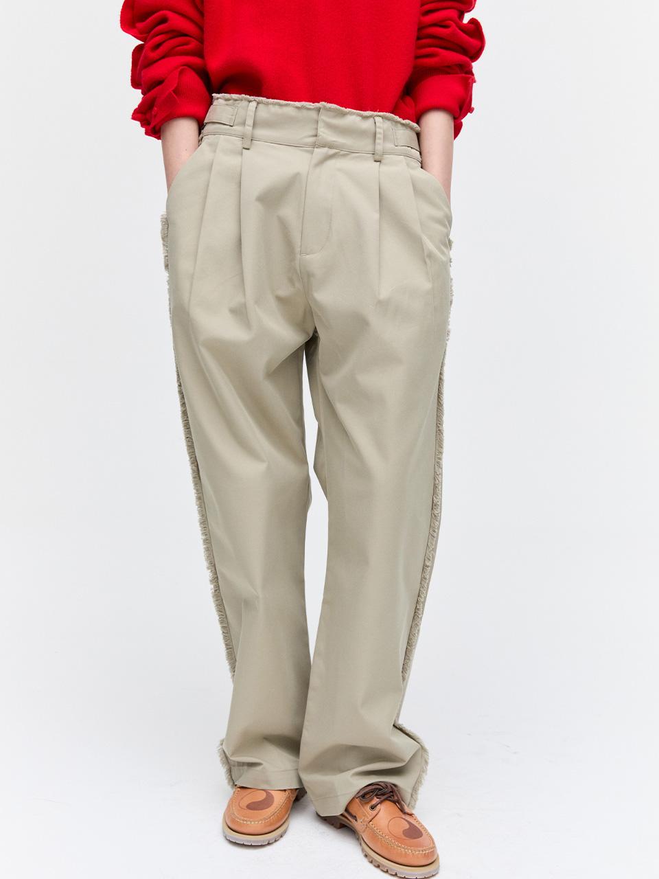 [PLZPROJECT]DESTROYED TROUSERS, BEIGE