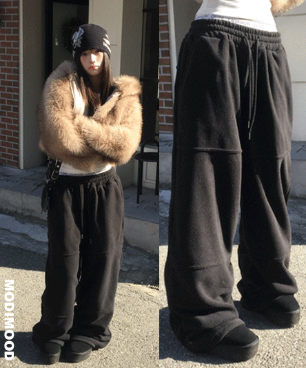 [겨울용 플리스🔥] 라이 데일리 절개 후리스 스트링 팬츠 - 4color