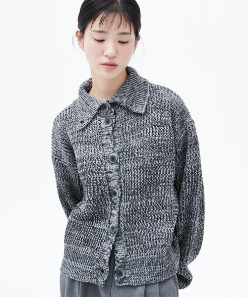 NOI301 하이넥 믹스 가디건 (블랙)