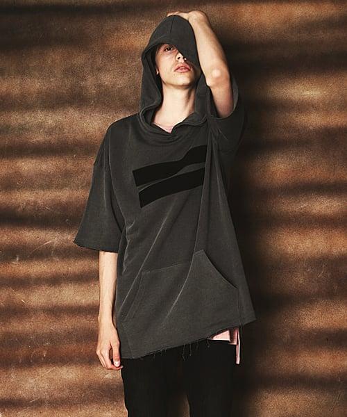 DDH-076 PIGMENT WASHING VELCRO HOOD CHACOAL