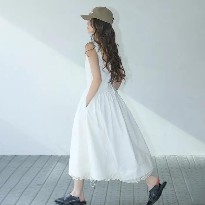 Hem String Layered Dress Ivory