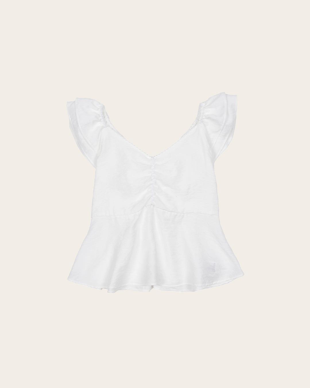 Sily frill lace smoke blouse  - White