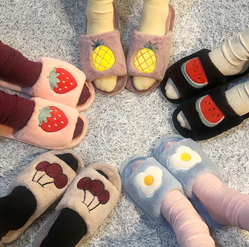 귀여운 디나 포근 따듯 과일 털슬리퍼 실내화 룸슈즈(2cm)