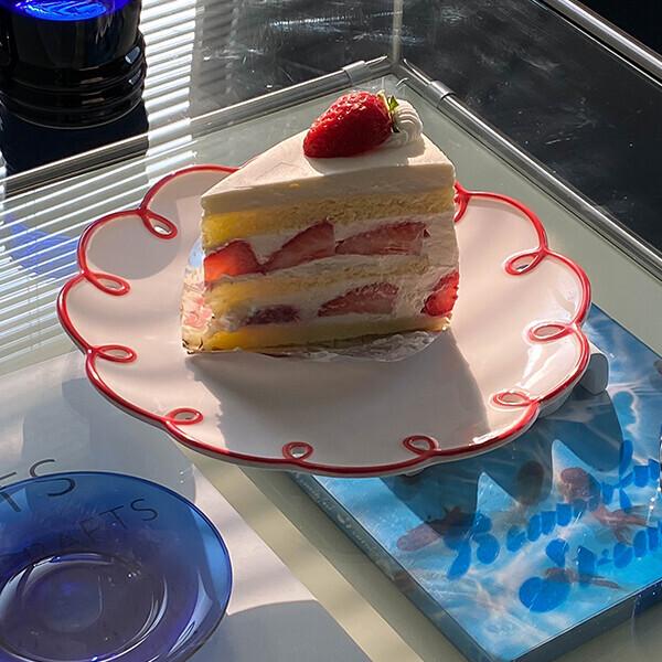 프랑스 레트로무드 세라믹 수공예 레드 라인 포인트 컵 & 플레이트 (개별)