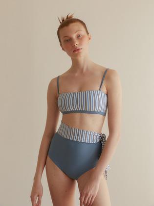 STRIPE SCARF BIKINI TOP - BLUE