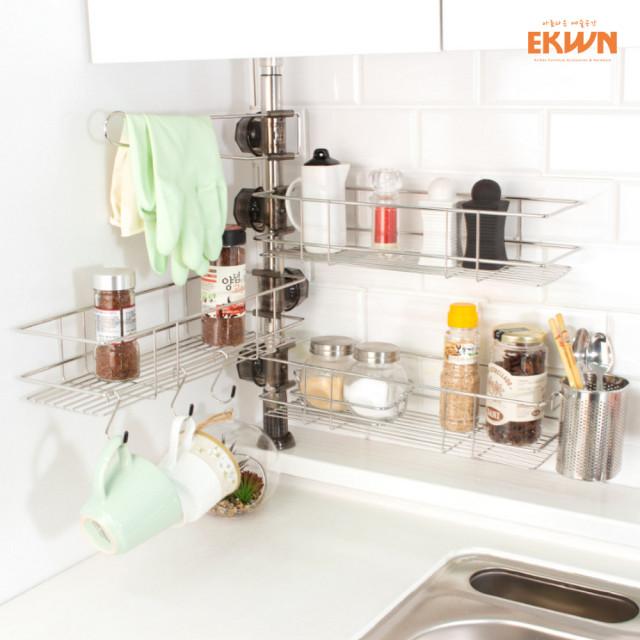 에쿤 기둥식 주방정리선반 1단 2단 3단 주방수납정리 조립식