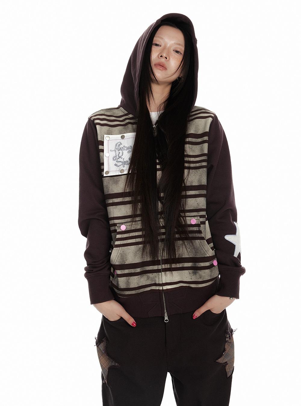 Nostalgic Post-It Patch Hoodie Zip-Up