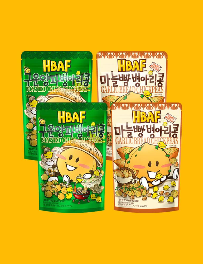 HBAF 바프 병아리콩 150g 4봉 세트 (구운양파 2봉+마늘빵 2봉)