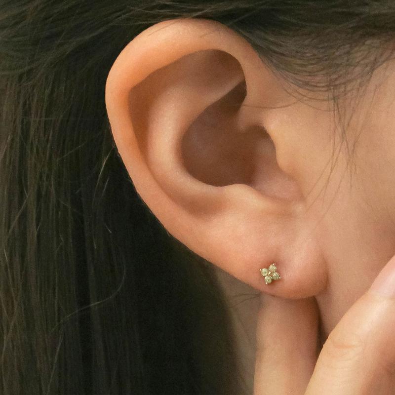 14K 천연 페리도트 Lily Earrings
