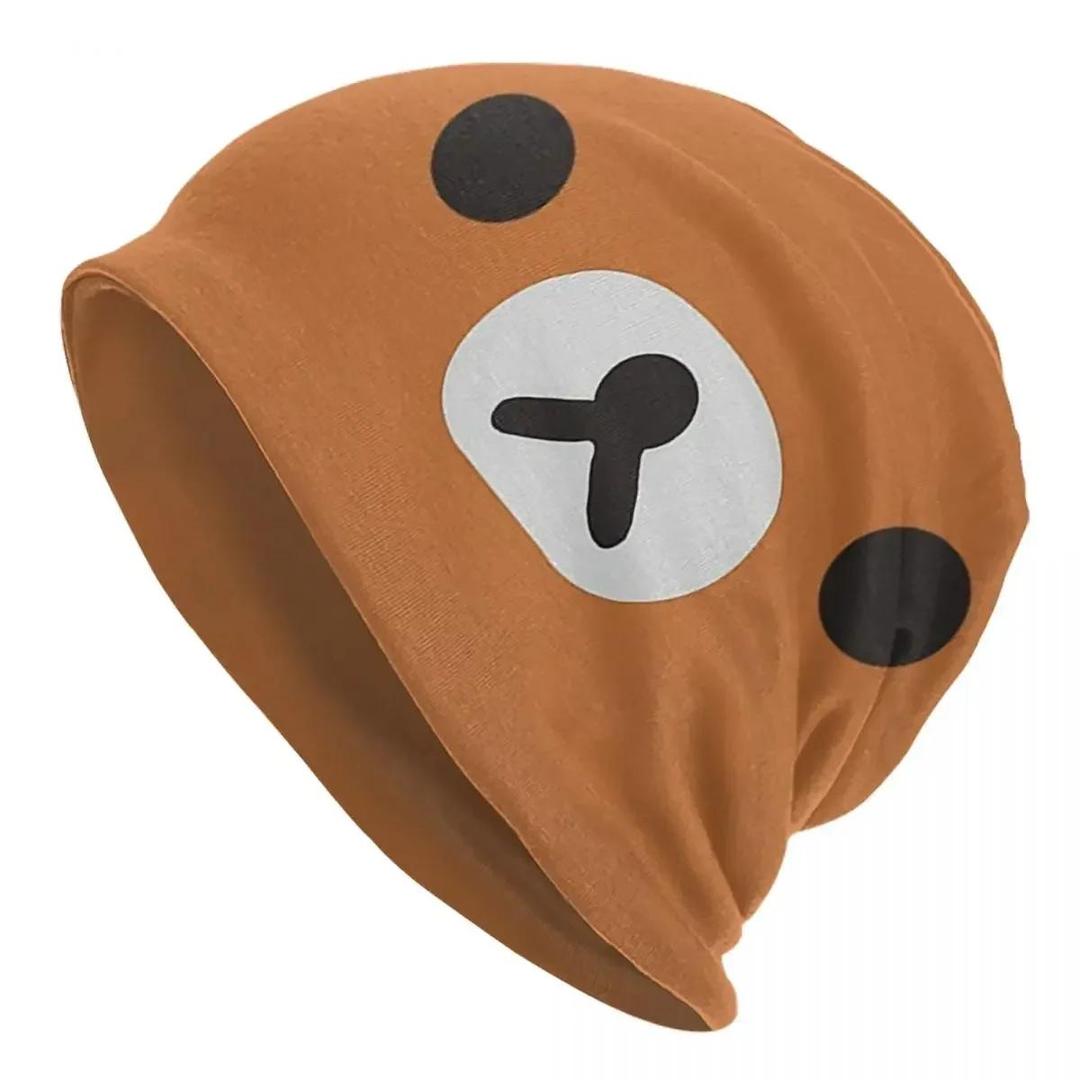 Rilakkuma 곰 얼굴 해골 비니 모자, 따뜻한 가을 겨울 야외 모자, 유니섹스 성인용 니트 보넷 모자