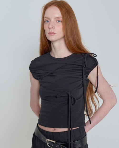 Side String Sleeveless - Black