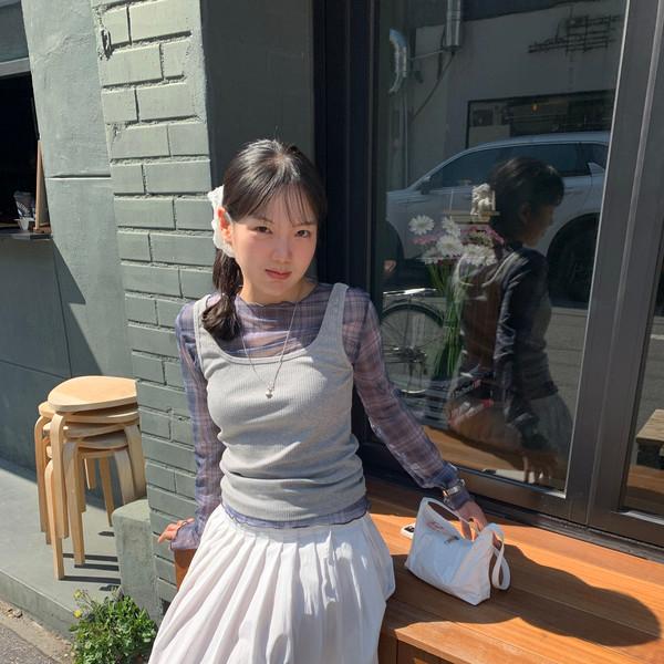 • [여름긴팔✨] Breeze layered check tee