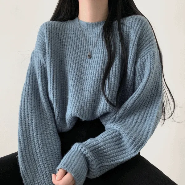 [데일리/부드러워요!] 베이직 하찌 라운드 니트 [7color]