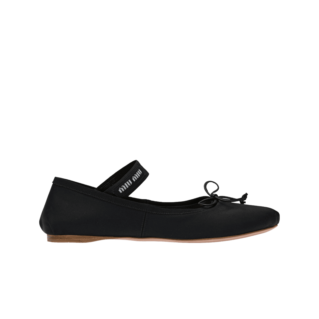 (W) Miu Miu Satin Ballerinas Black