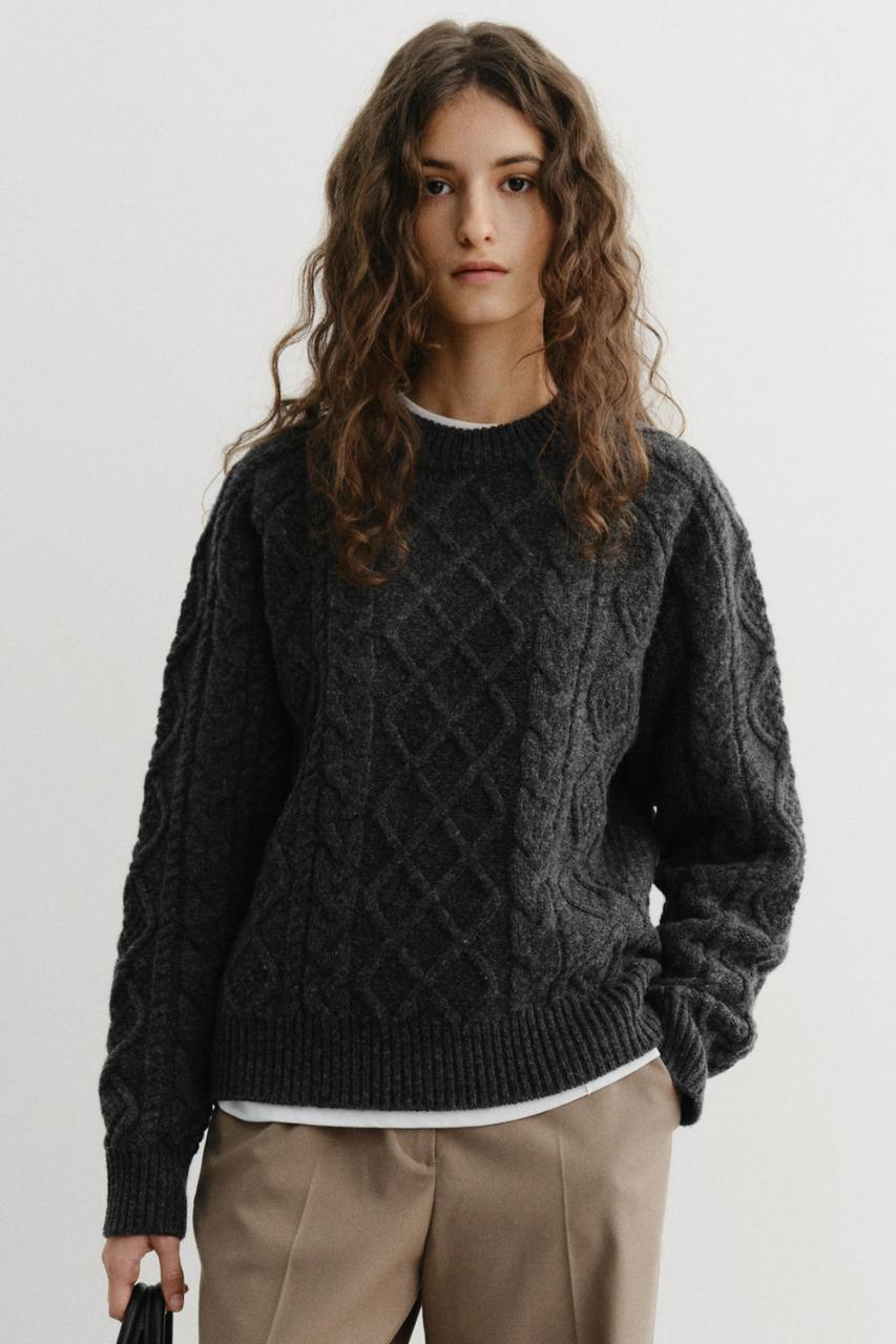 UNISEX FISHERMAN SWEATER CHARCOAL GREY