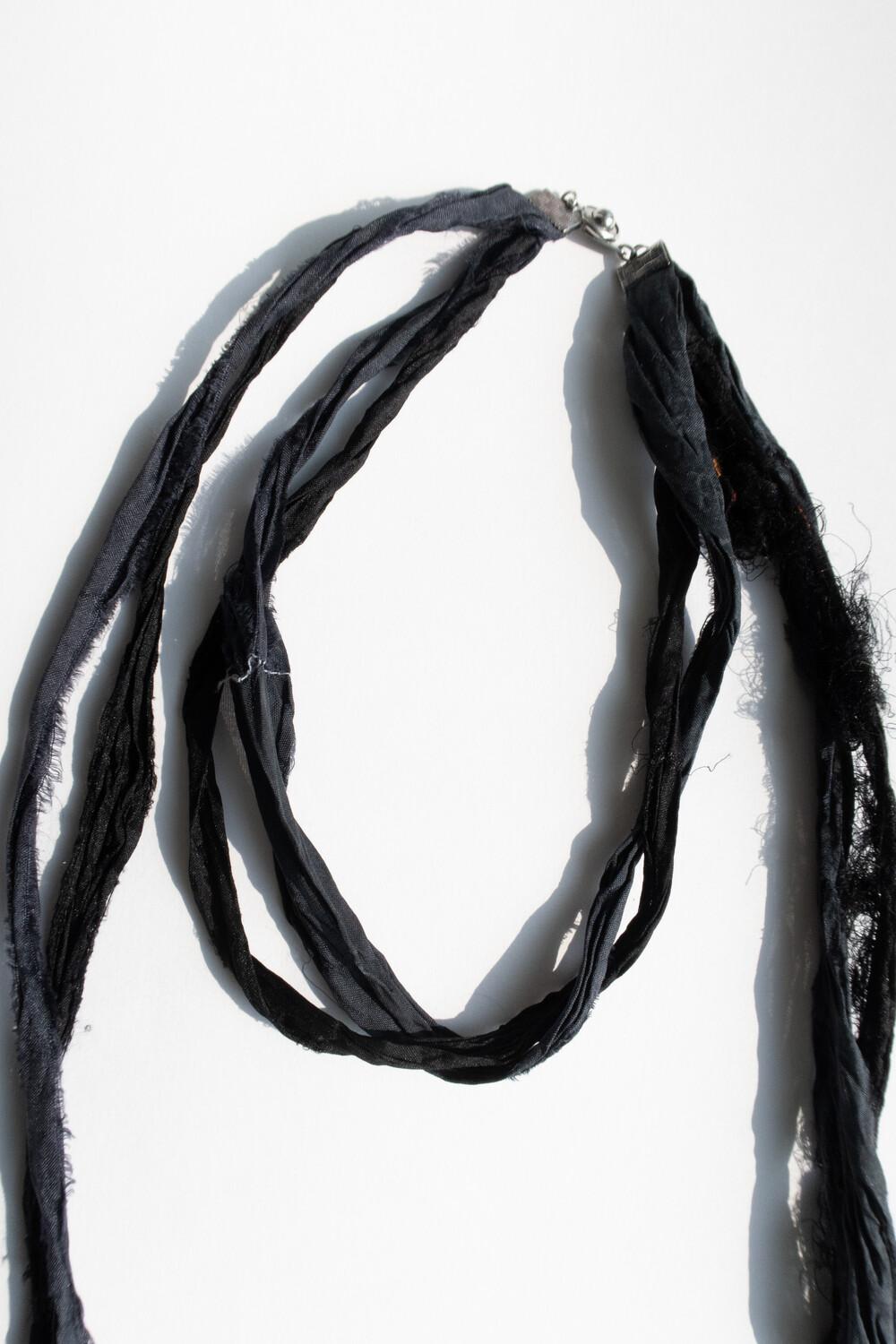 double tie lace necklace : black