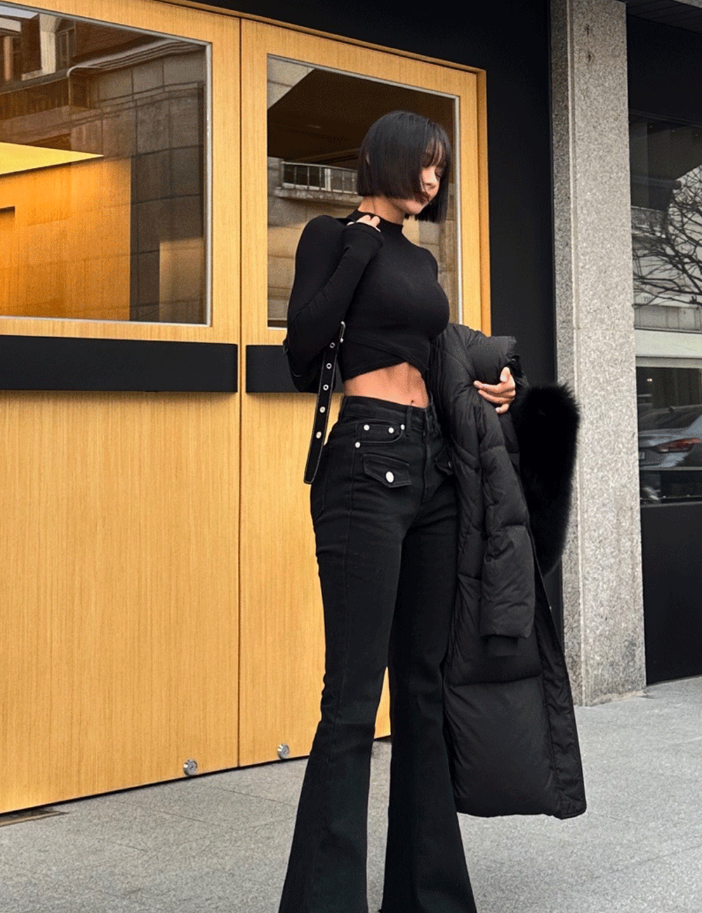 콘테 반폴라 X크롭 티셔츠