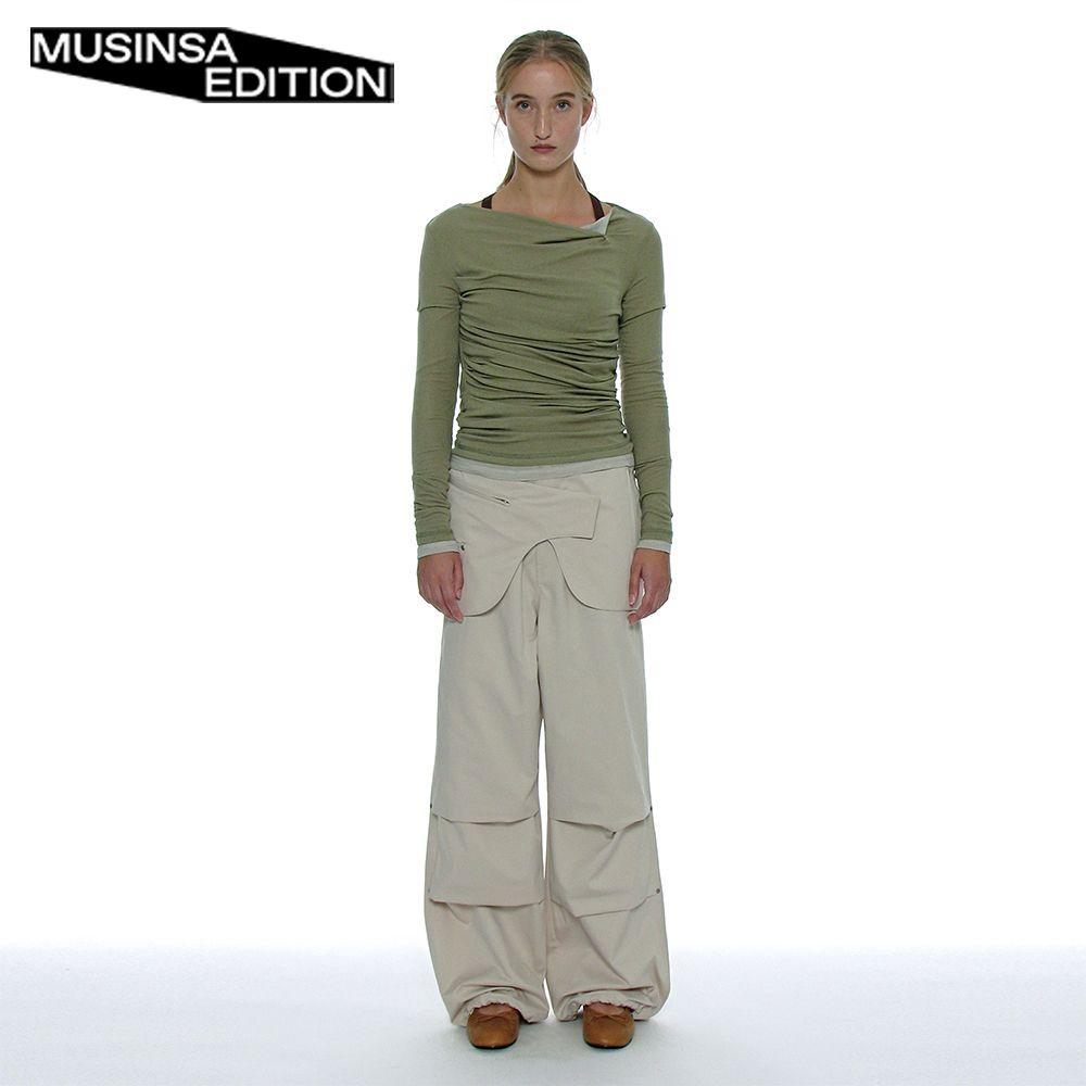 2WAY BELTED LAYERED PARACHUTE PANTS_ECRU
