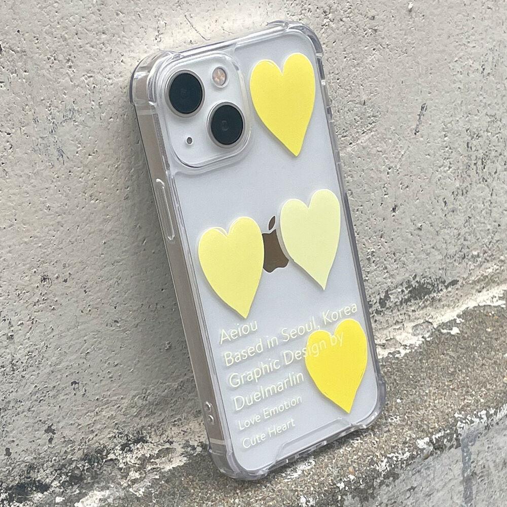 Aeiou Phonecase Cute Heart Yellow