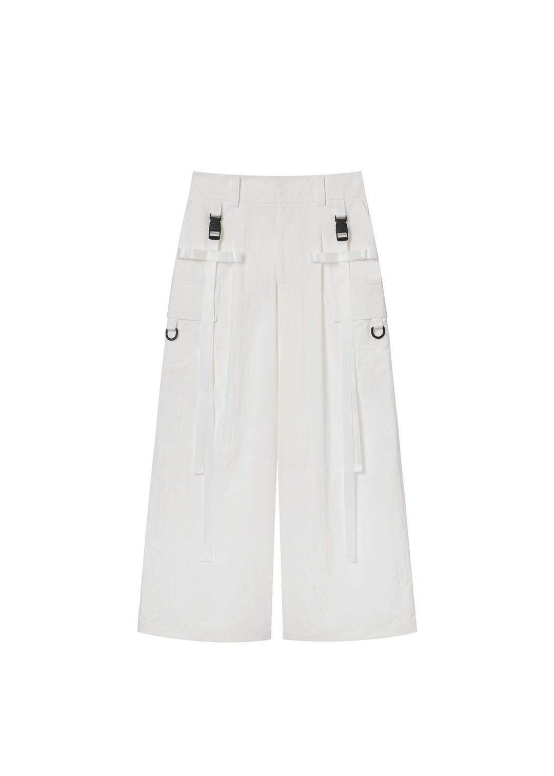 RIBBON BUCKLE PANTS_WHITE