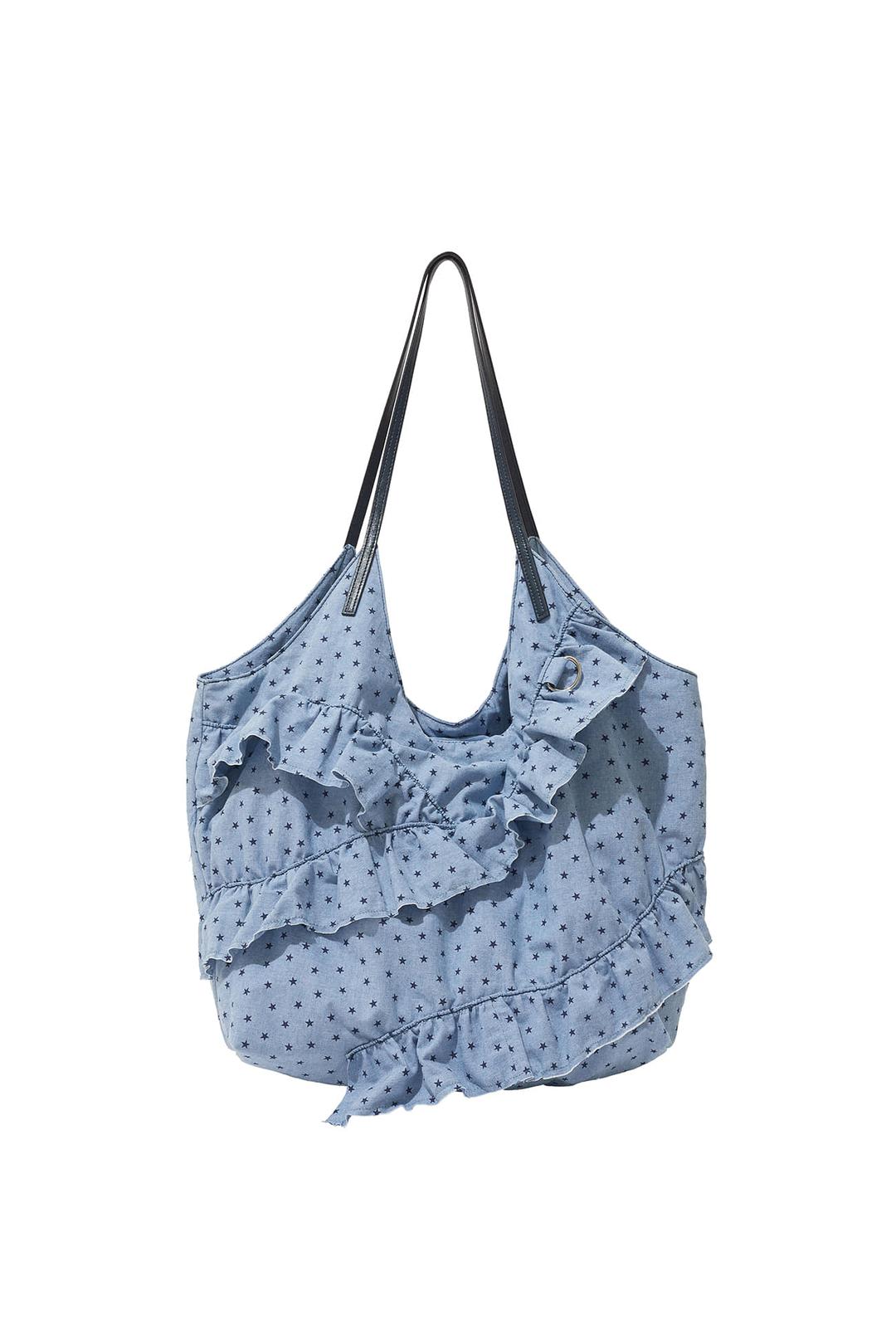 DEINET X TMV STAR FRILL BIG BAG IN DENIM