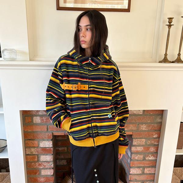 [Exclusive] STRIPE FLEECE STRAP SET-UP / navy