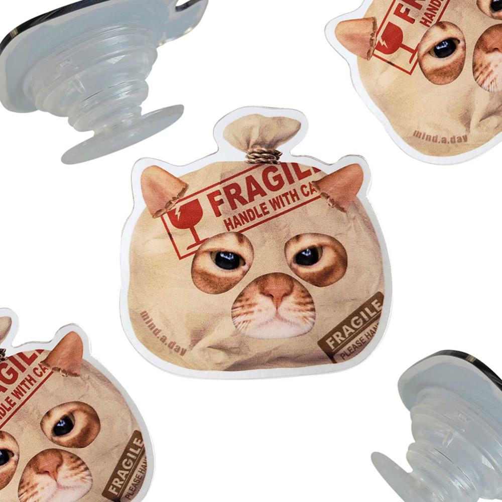 Cover Cat 커버캣 FRAGILE 고양이톡 투명 아크릴 그립 톡