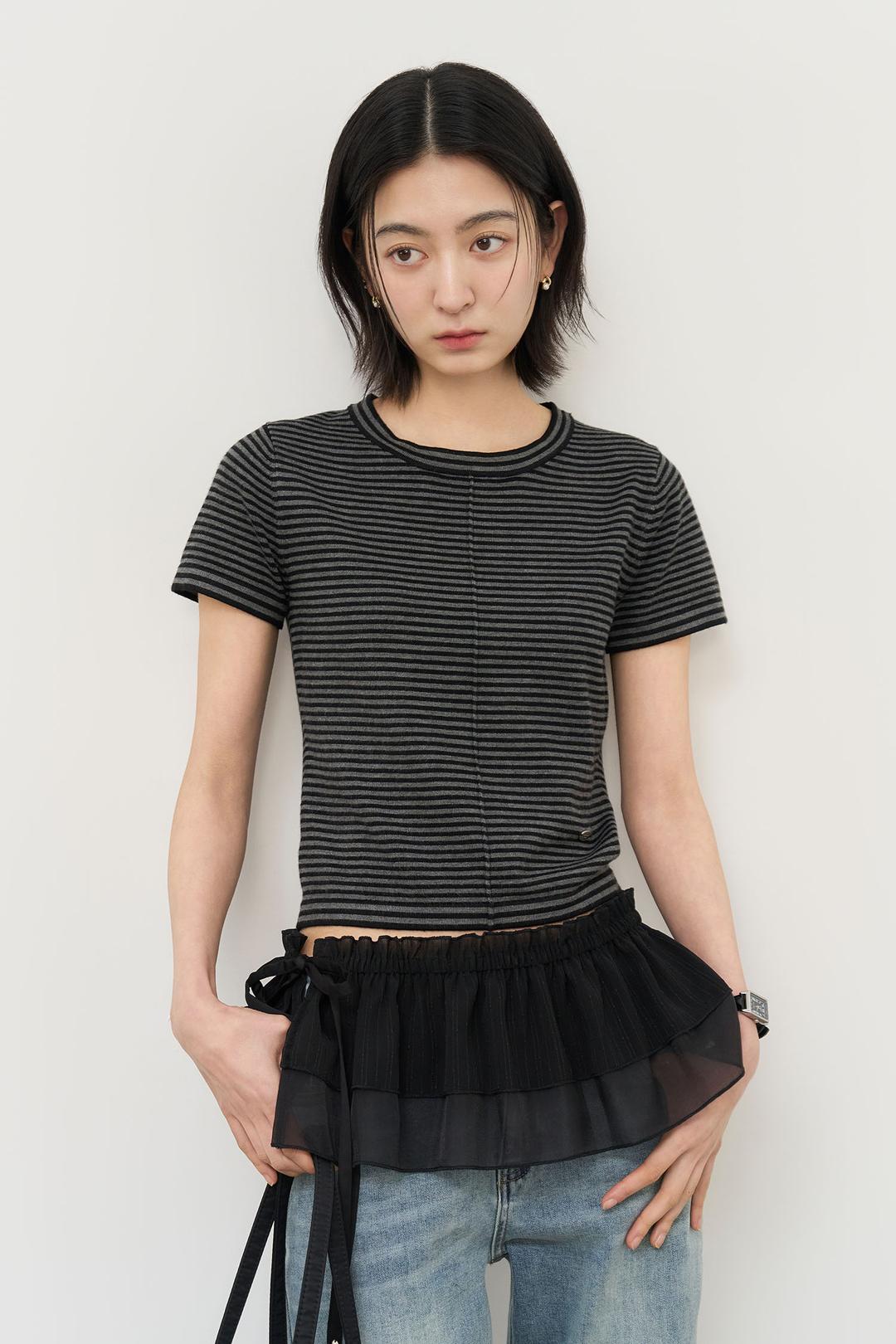 WOMAN 캉캉 레이어드 미니 랩스커트 [BLACK]