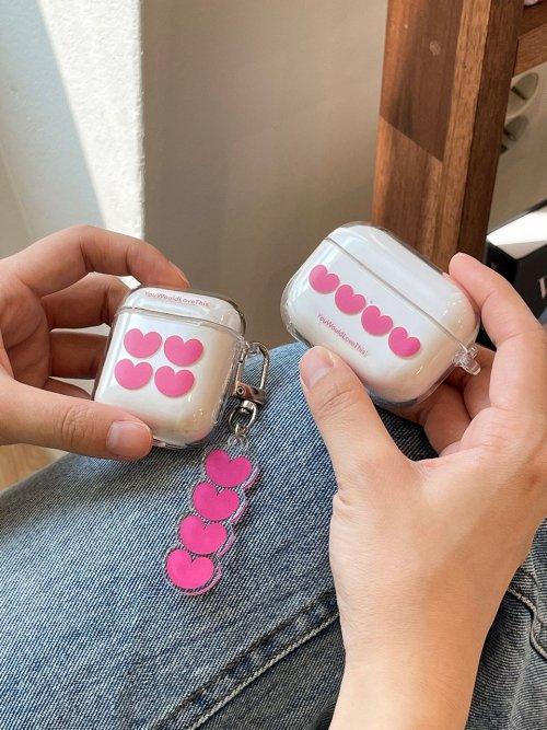 4 pink hearts 투명 에어팟/버즈 케이스