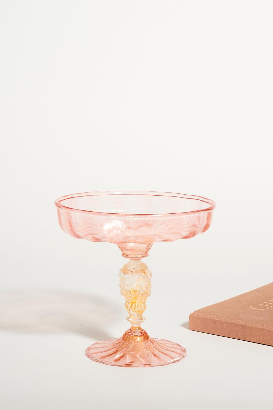 Venetian Pink and Gold Flecked Compote