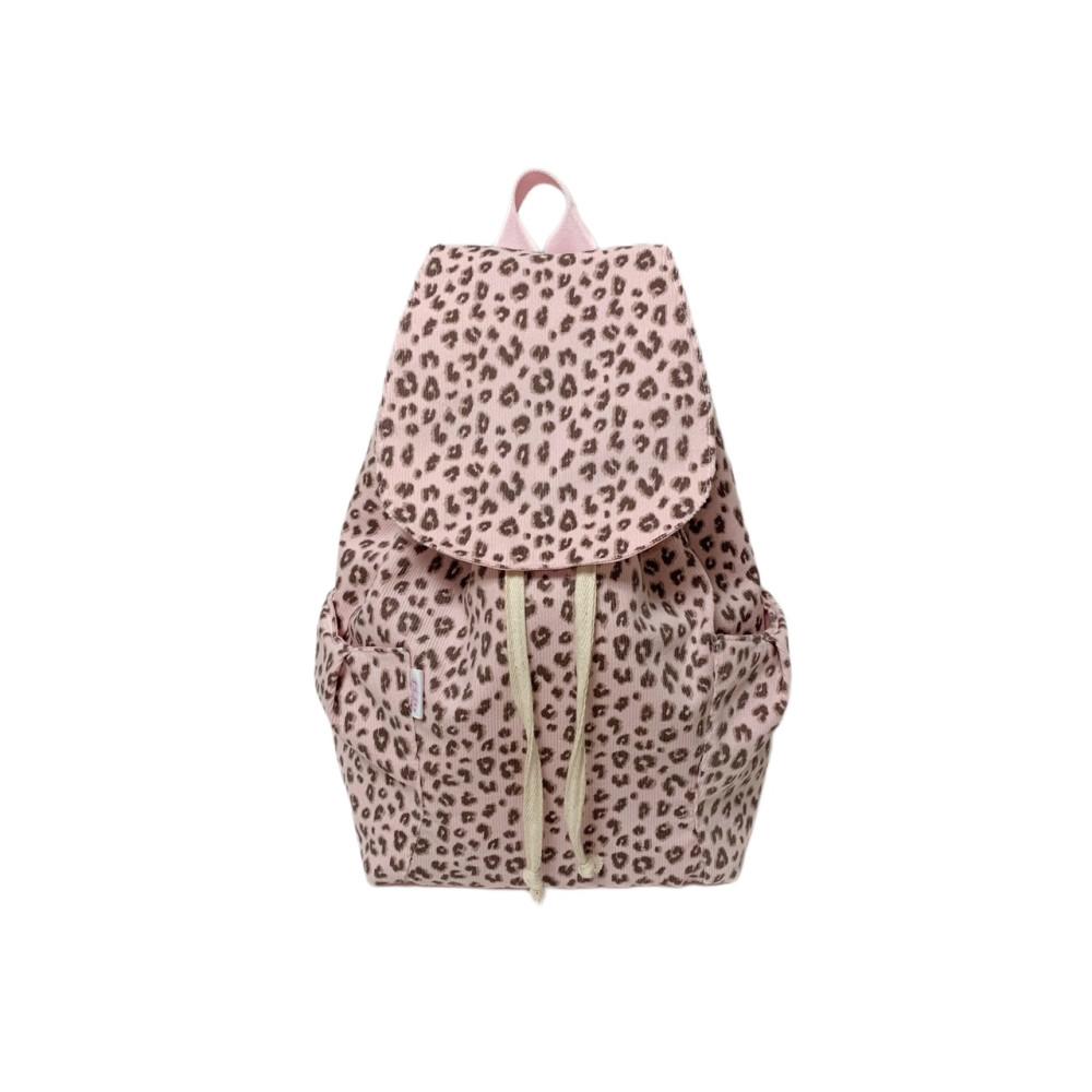 Corduroy Leopard backpack(Pale Pink)