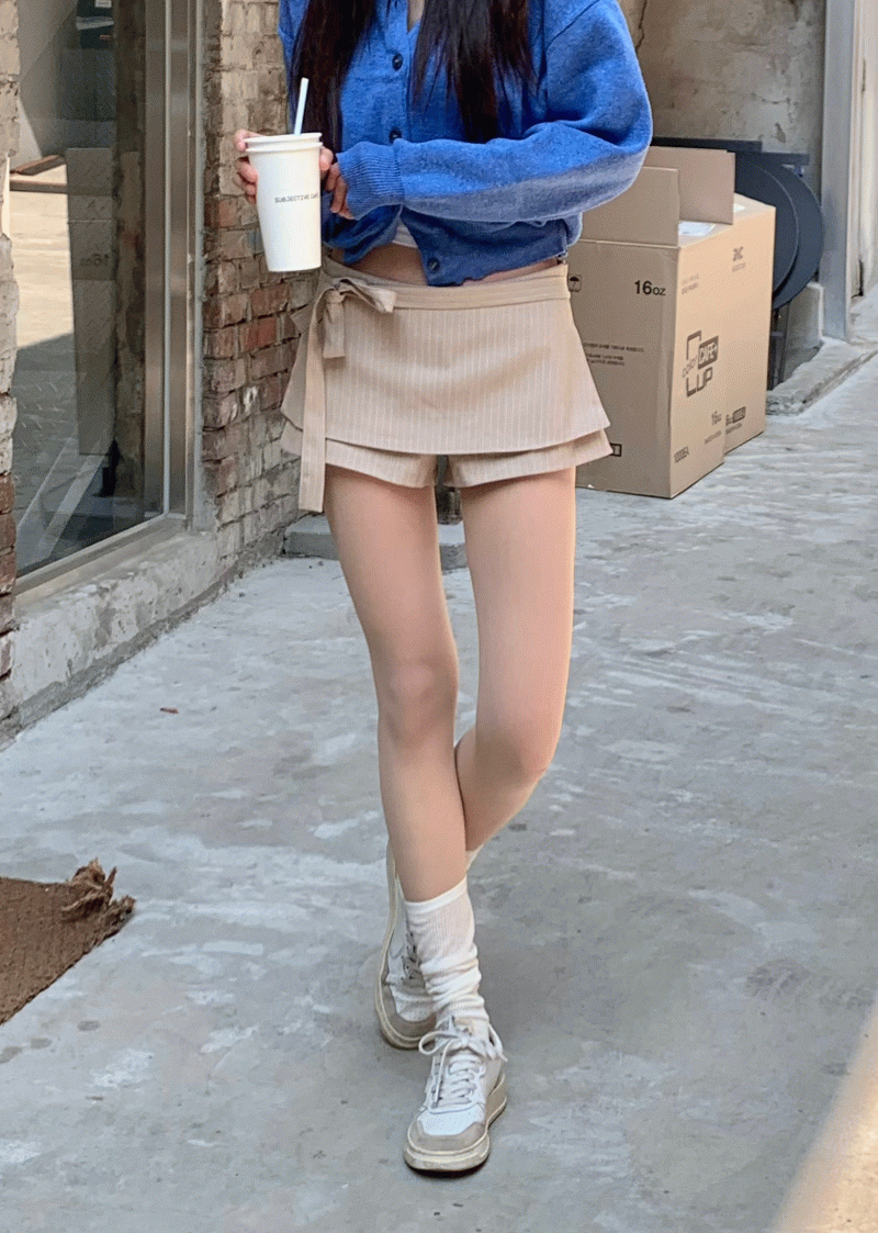 로브씨엘 토리 스트라이프 랩 스커트 PT