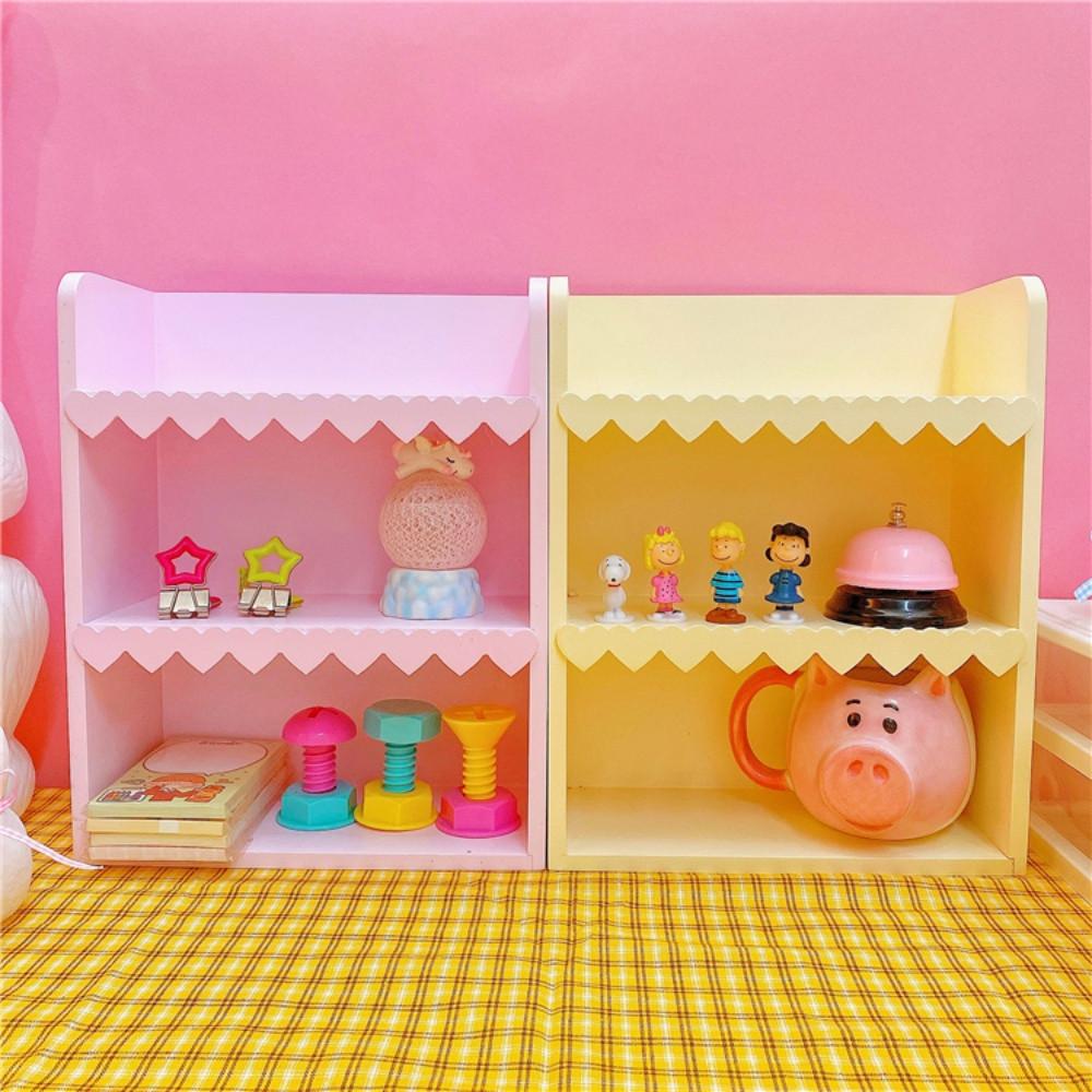 chic 스위머 핑크 파스텔 소녀 하트 우드 3단 선반