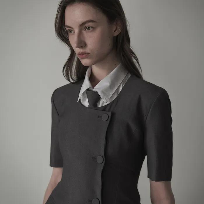 Logo Embroidered Slim Suit Tie - Black,Navy,Grey