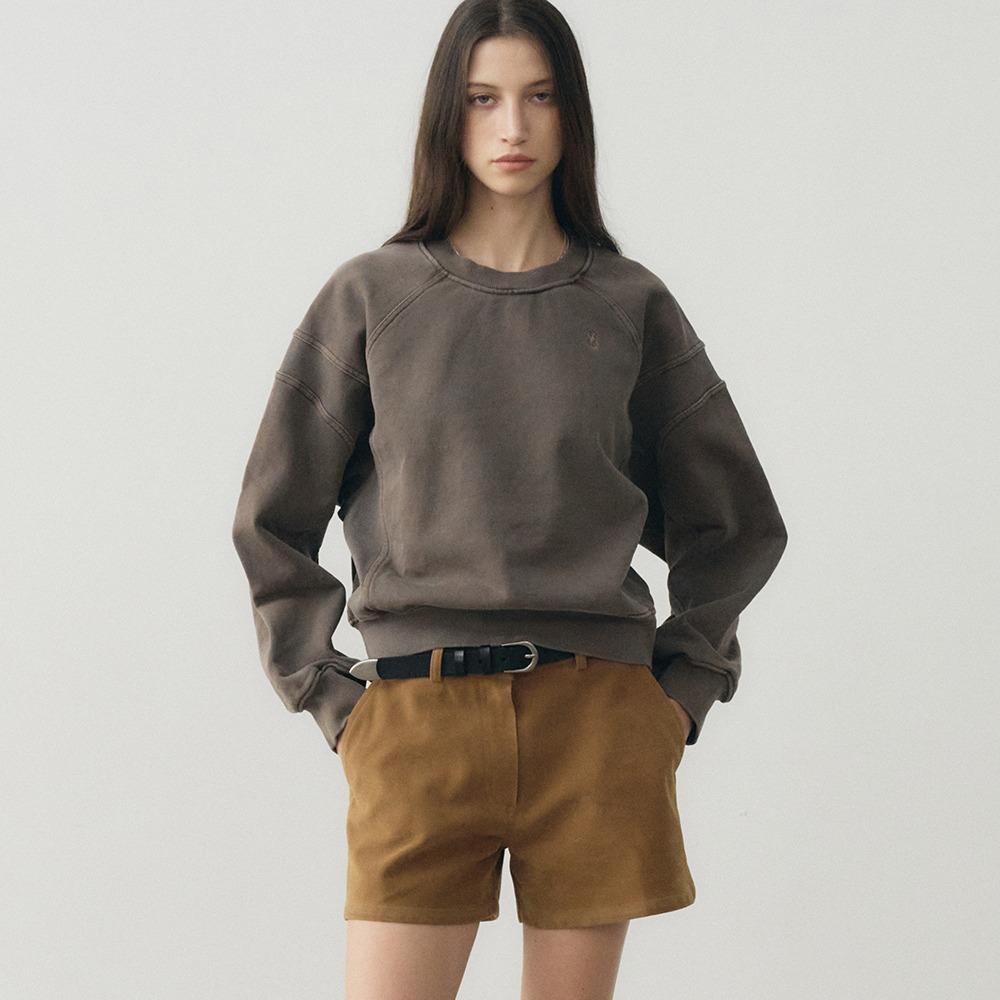 패널 크롭 스웨트 셔츠 (애쉬드브라운)