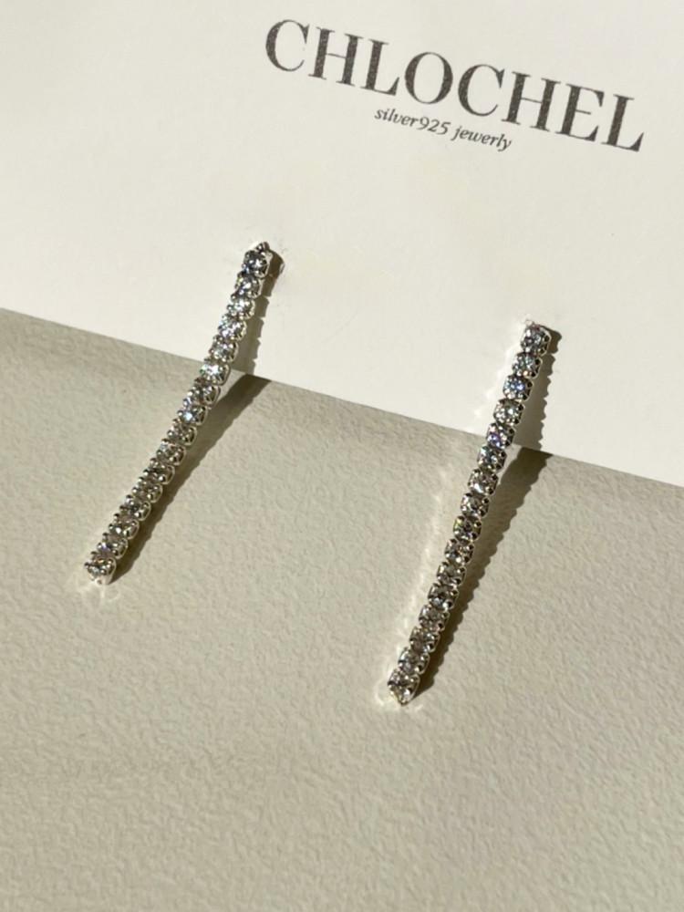 실버925 큐빅 롱귀걸이 로즈골드 드롭 크리스탈 실버