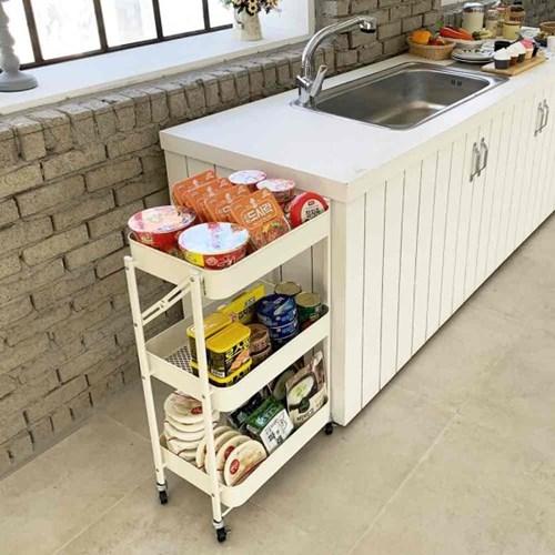 더조아 접이식트롤리3단 철제바구니 이동식3단