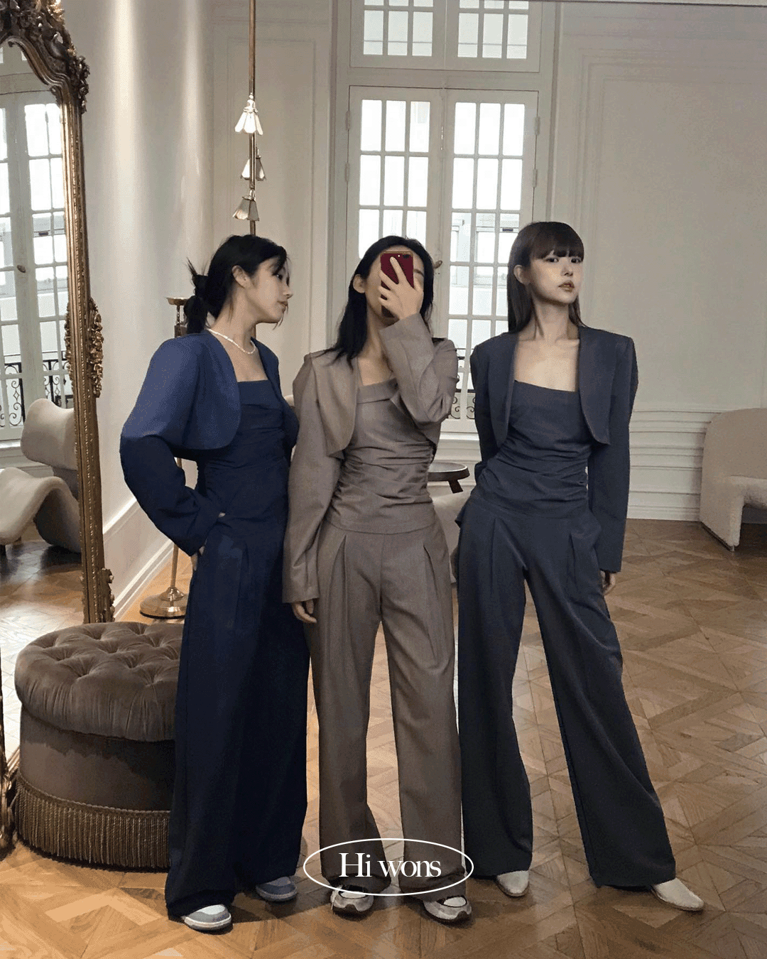 여성 가을 볼레로 셔링 나시 자켓 3set 셋업