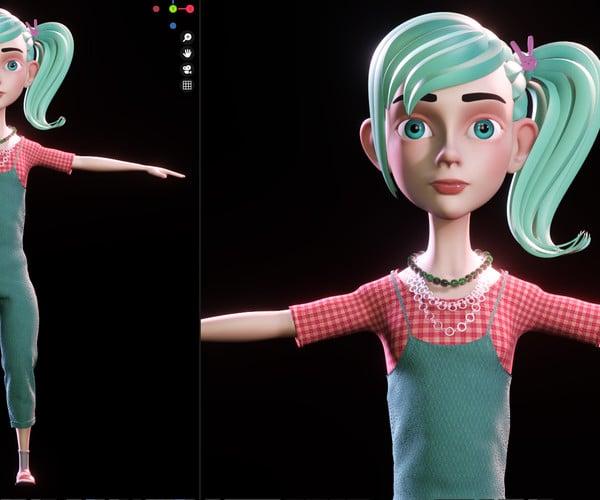 ArtStation - Stylized Character Girl - Blender Cycles And Eevee - Julie - 3D Model | Resources