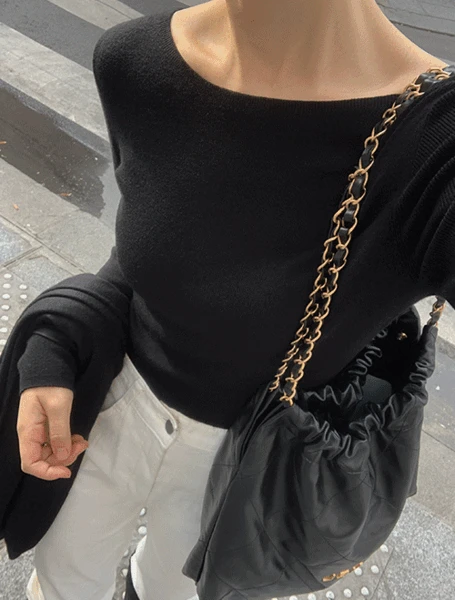 베이드 내추럴 울 라운드 보트넥 니트